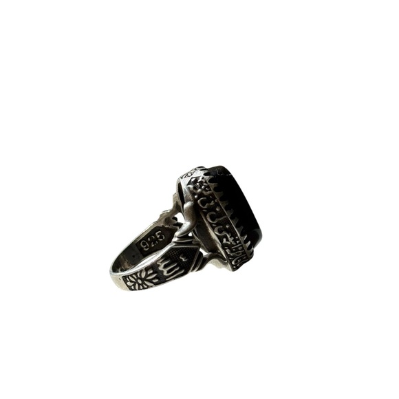 Egypt black onyx handmade 925 sterling silver ring - Picture 6 of 9